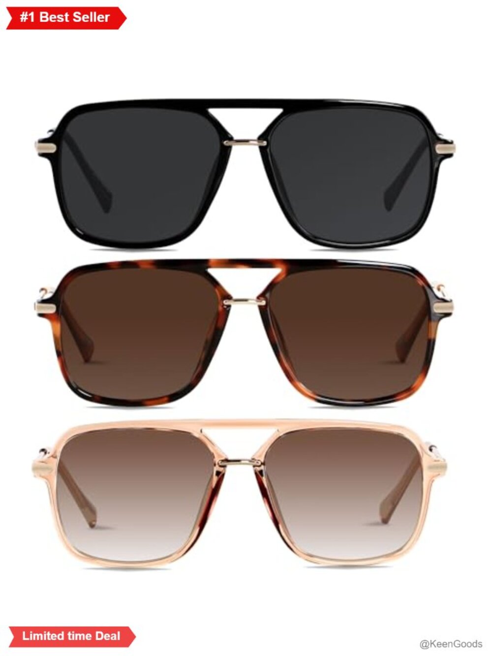 Polarized Aviator Sunglasses Retro Square Pilot Shades UV400